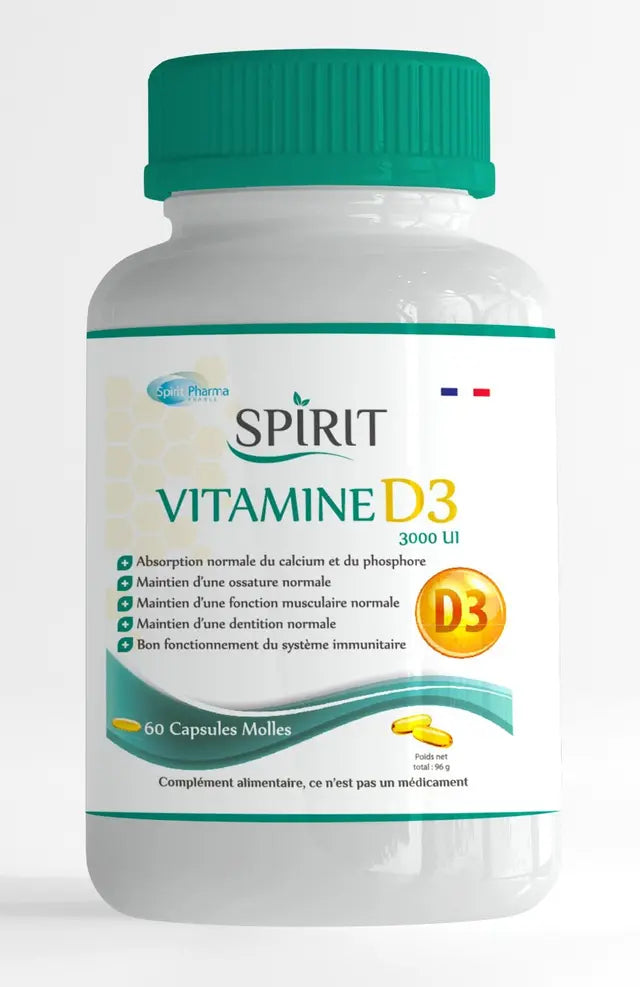 Spirit Vitamine D3 3000 UI 60 Capsules
